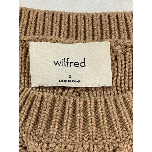 Wilfred Aritzia Cable Knit Sweater Vest Camel Brown Tan Sleeveless Crew Neck S - Picture 2 of 8